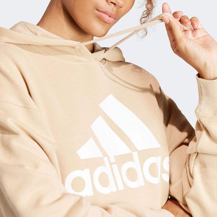 adidas Essentieller Buchstaben-Logo-Print Locker Langarm-Hoodie Damen Hoodies Beige IR5448