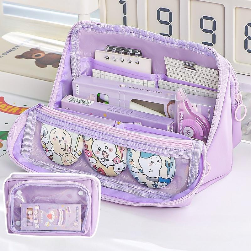 1pcs Simple Nine-layer Large Capacity Pencil Bags Double-sided Detachable Pencil Box Multi-functional Stationery Storage Bag