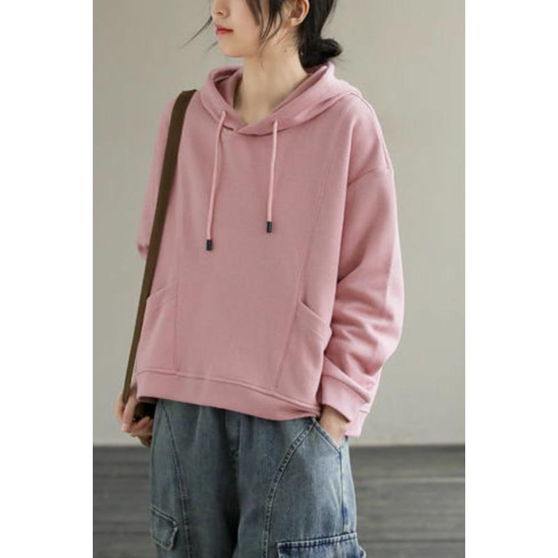 Long-sleeved Hooded Sweatshirt Women's New Spring and Autumn Design Pocket Casual Versatile Loose Slimming Top