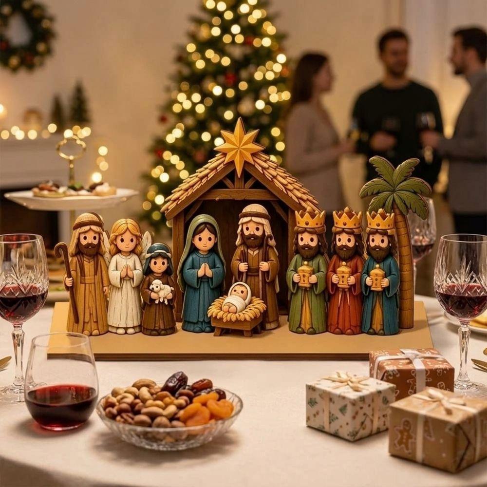 Christian Religious Figure Table Ornament Vintage Rustic Xmas Manger Scene Decor Study Decor