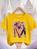 Lovely Cute Kpop Demon Hunters Pattern Kids T Shirt Soft Lightweight Short Sleeve Daily School Casual Round Neck Apparel