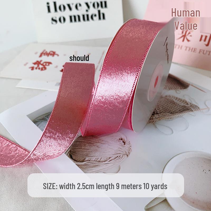 2.5cm Thick Bright Double-Sided Satin Ribbon for Gift Wrapping, Bouquet, Decoration, Baking, DIY, and Floristry.