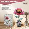 Wacocetoy Cross-Border Peony Flower Puzzle 3D Wooden Toy Two-In-One Set Diy Coloring And Decompression Puzzle