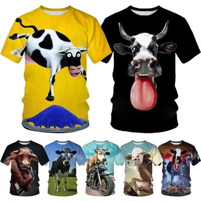 Modische kurzarm T-Shirts mit Tier-Kuh-Grafik für Männer und Kinder, 3D-Druck, lässig, lustiges T-Shirt, lässig, übergroß, Hip-Hop-T-Shirts
