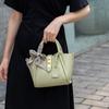 Spring and Summer Leather Vegetable Basket Hand Bucket Bag Women's Leather Crossbody Bag Shoulder Women's Bag Scarf
