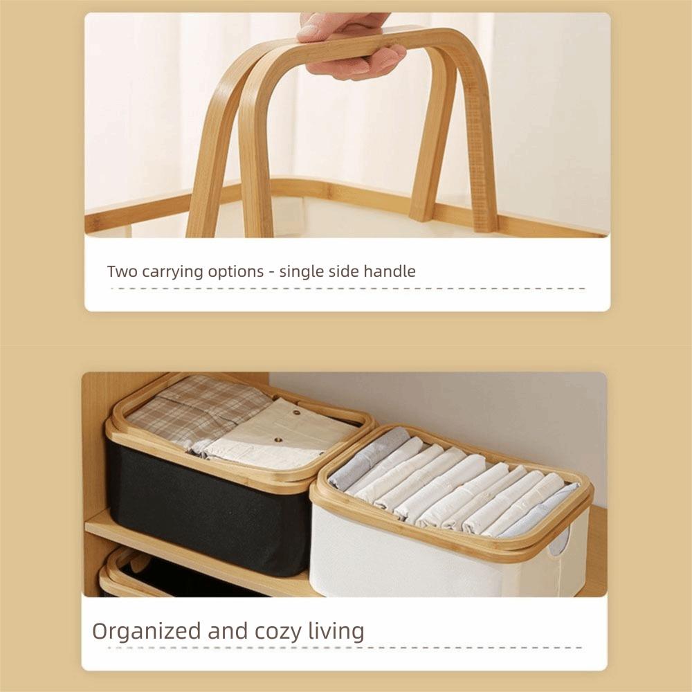 Oxford Cloth Folding Laundry Hamper Bamboo Handle Closet Organizer  Toy Storage