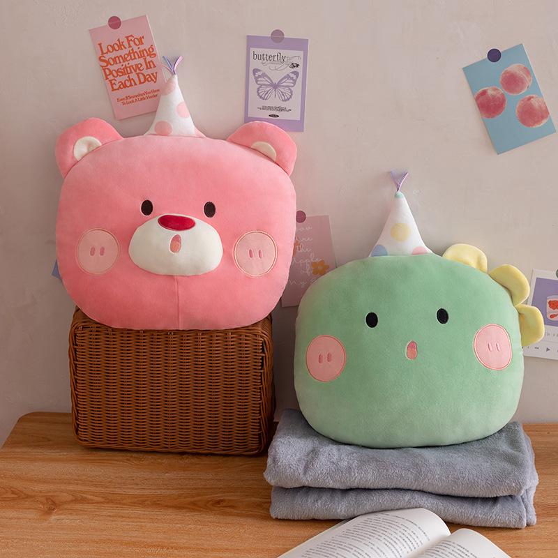 New Cute Animal Plush Toys Office Sofa Waist and Nap Pillow Car Air Conditioner Two-in-one