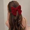 Temperament Red Velvet Big Bow Hair Clip For Women Fashion Retro Back Of The Head Bow Hairpin Elegant Princess Hair Accessories