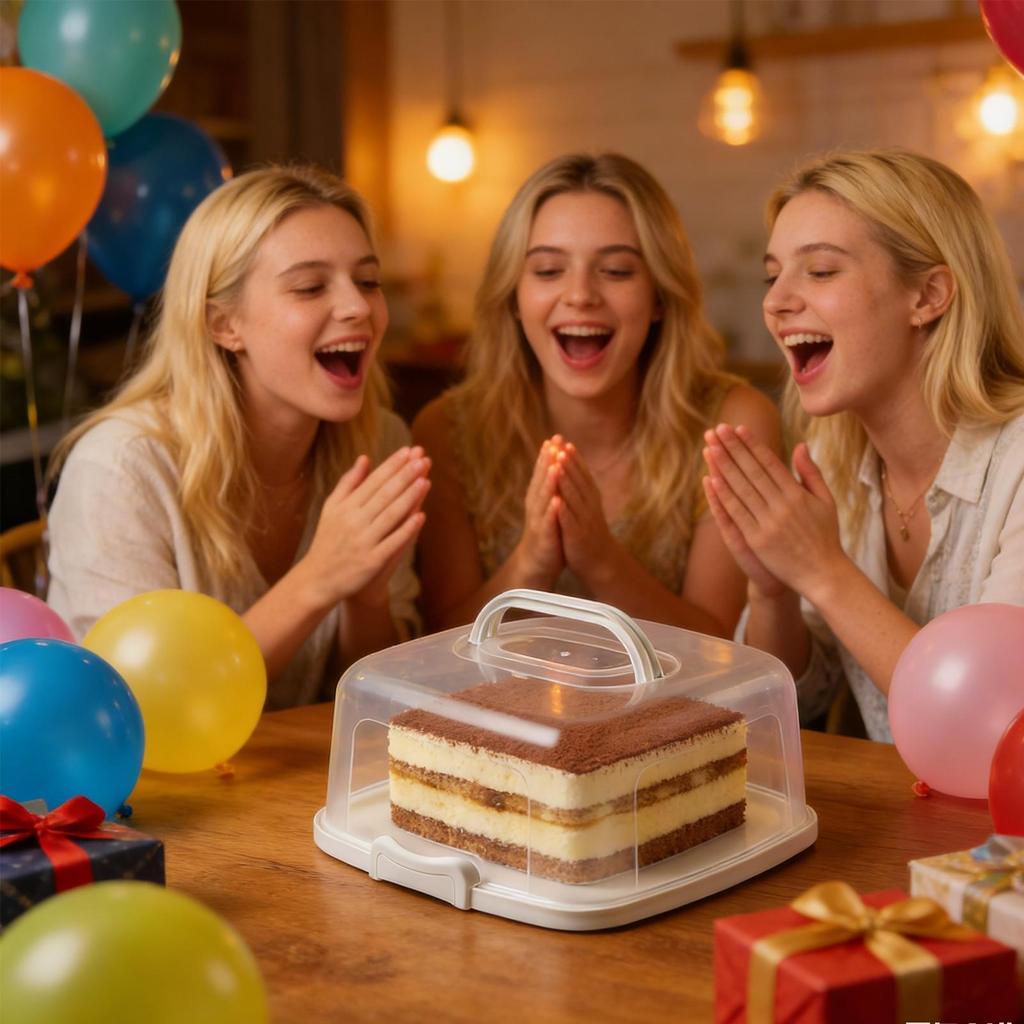 Transportador de Pasteles de Viaje Reutilizable Almacenamiento de Alimentos con Tapa y Asa Contenedor de Transporte de Pasteles de 10 Pulgadas para Tarta Cupcake Postre Muffin Bollo