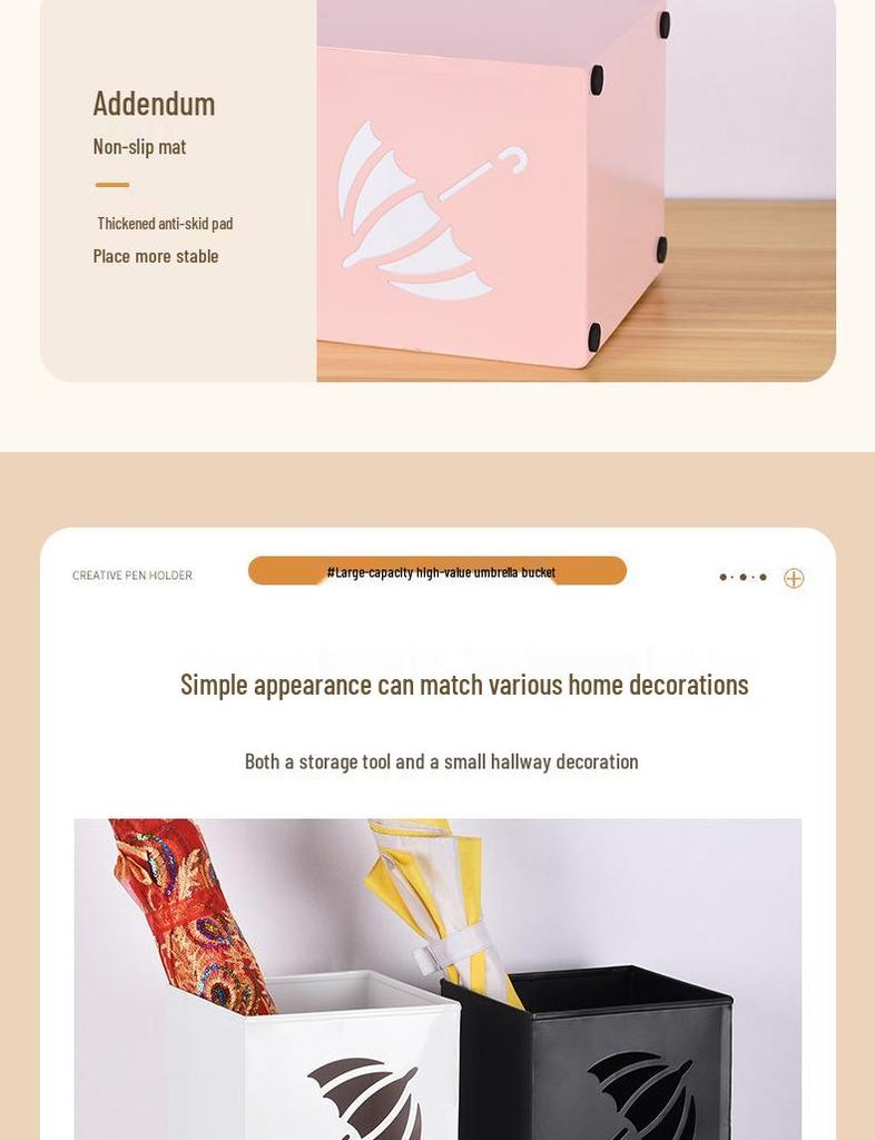 Metal Square Umbrella Stand and Storage Organizer for Newspapers, Dried Flowers, Fishing Gear, and Hiking Poles