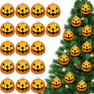 12Pcs Pumpkin Pendants Halloween Tree Decorations Waterproof Easy To Install Outdoor Indoor Reusable Hanging Ornaments