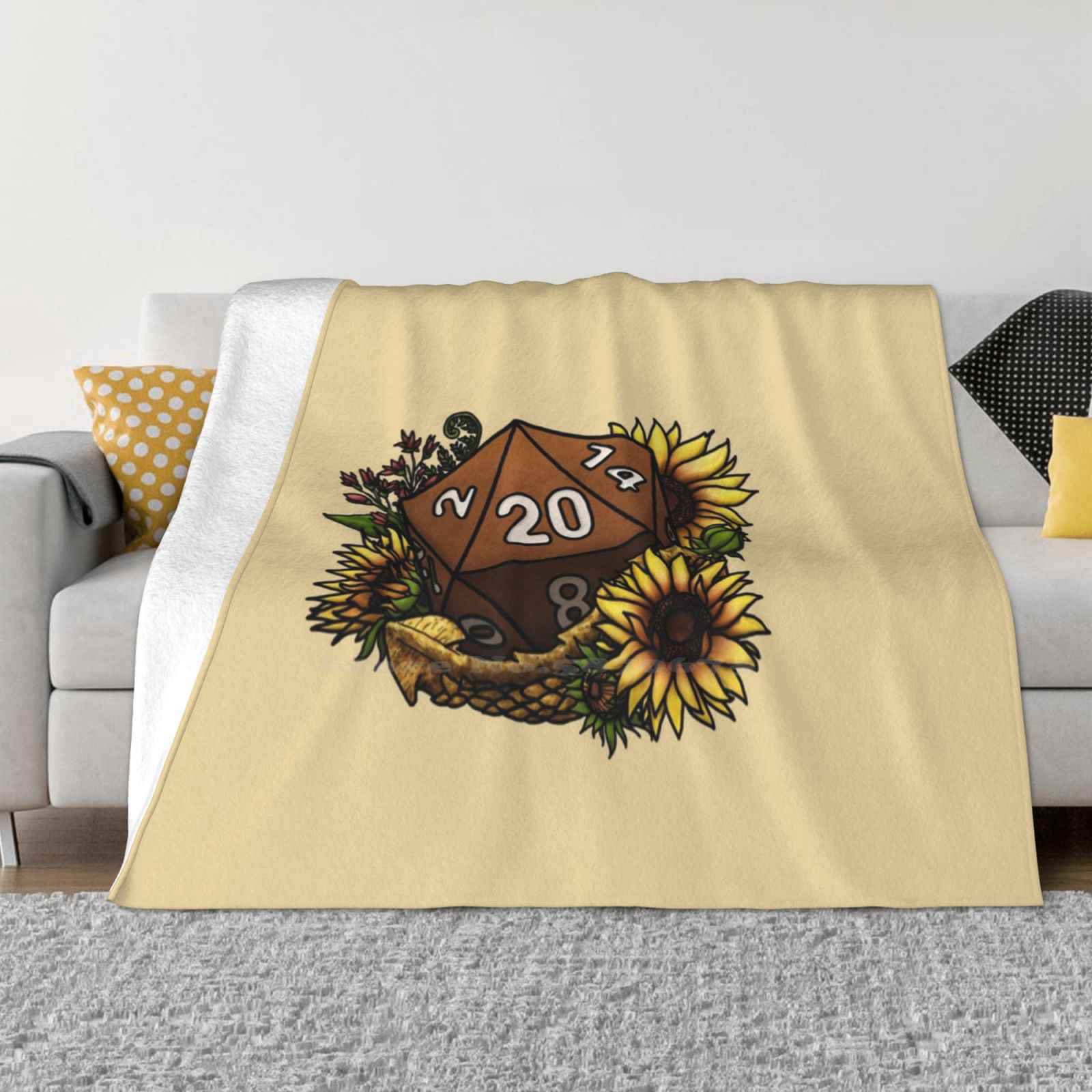 Dragonborn D20-Tabletop Gaming Dice Fashion Soft Warm Flannel Blanket D20 Dnd And Dragons Dice Feminine Games Nerdy Geeky Geek 30x40in