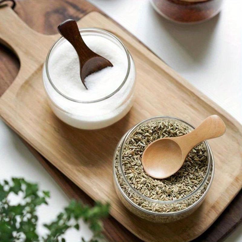 1/4 piezas Mini Cucharas de Madera Pequeña Cuchara para Especias Condimentos Azúcar Té Café Cuchara Mango Corto Cuchara de Madera Mermelada Mostaza Helado Cucharas de Madera Gadgets de Cocina