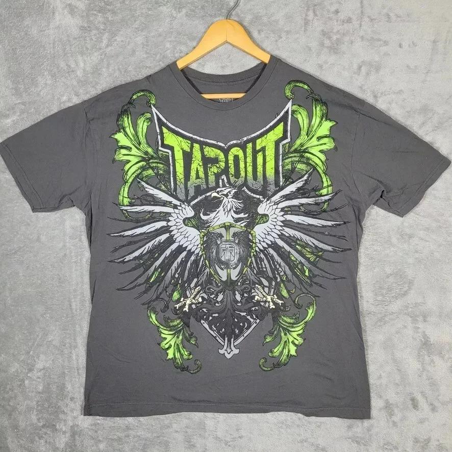 Y2K Tap Out Retro Fashion Cotton T Shirt Men Oversized Graphic Print Streetwear Short Sleeve Tee Distressed Graphic