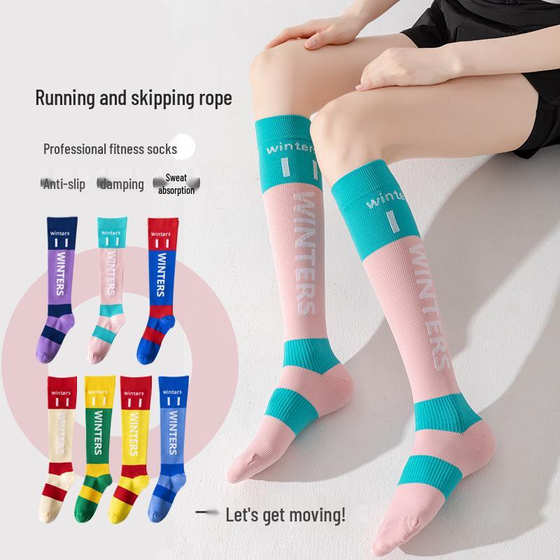 Women's Professional Kinesiology Compression Socks: Over-the-Knee, Ideal for Running, Jump Rope, Marathon, Frisbee, and Fitness