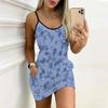 Summer New Creative Doodle  Pattern Print Sleeveless Bodycon Dress with Pockets Sexy Slim Fit Elegant Party Dress