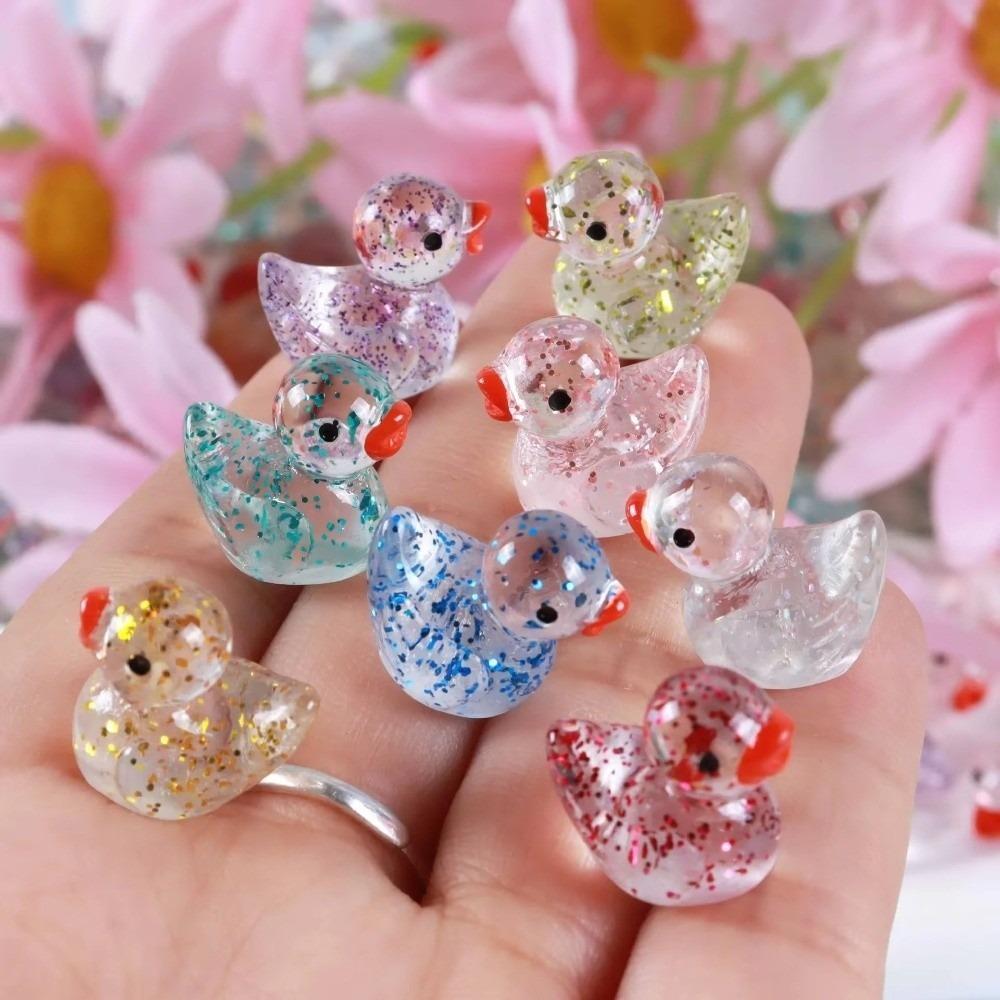 Mini Small Resin Duck Figure Toy Glittering Mini Tiny Ducks Miniature Duck Ornament Garden Decor