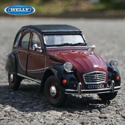 WELLY 1:24 Citroen 2CV 6 Charleston Alloy Car Model Diecast Metal Classic Vehicles Model Simulation Collection Children Toy Gift