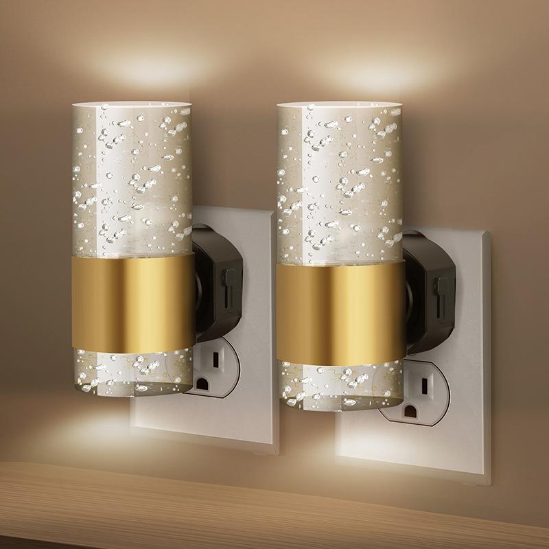 2pcs Light Led Night Plug Into Wall With Adjustable Brightness Lamps Sensor Auto