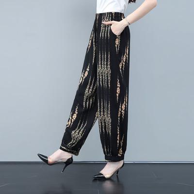 Baumwollseide Frühling/Sommer Atmungsaktive Leggings mit hoher Taille Laternenhose Damen Lässige, lockere Übergroße Hose