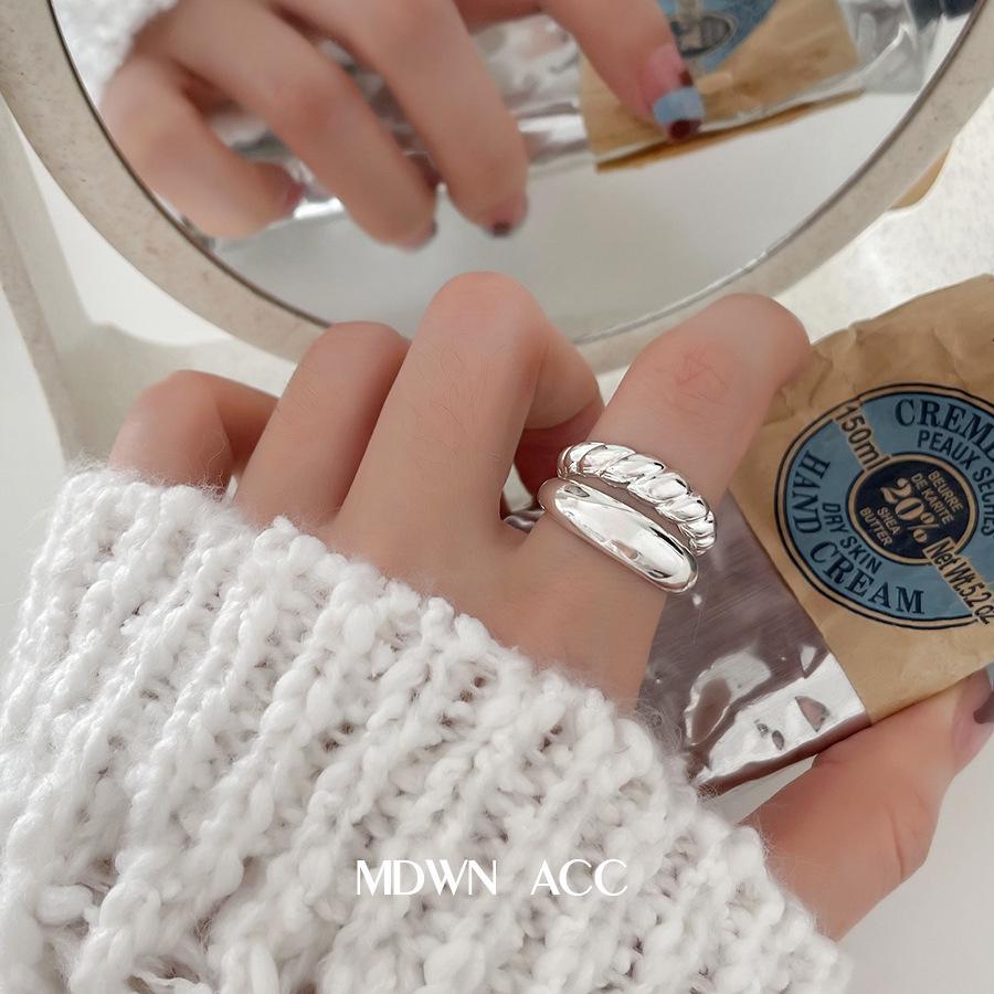 Trendy Women s Retro Geometric Twist Double-Layer Adjustable Ring for Stacking Adjustable