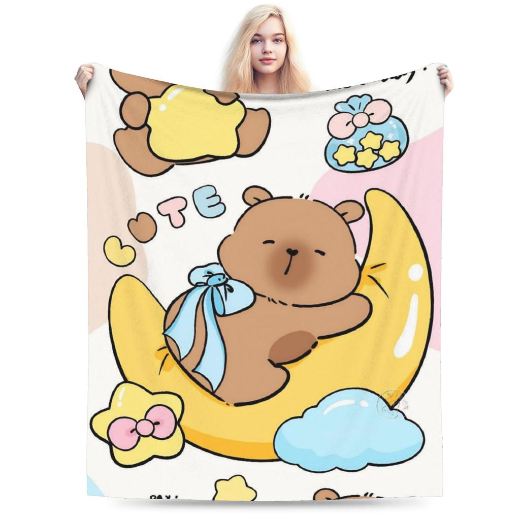 Capybara  Blankets  Warm Soft Street Trend Plush Throw Blanket For Kids Home Decor Flannel Bedspread Bed Cover