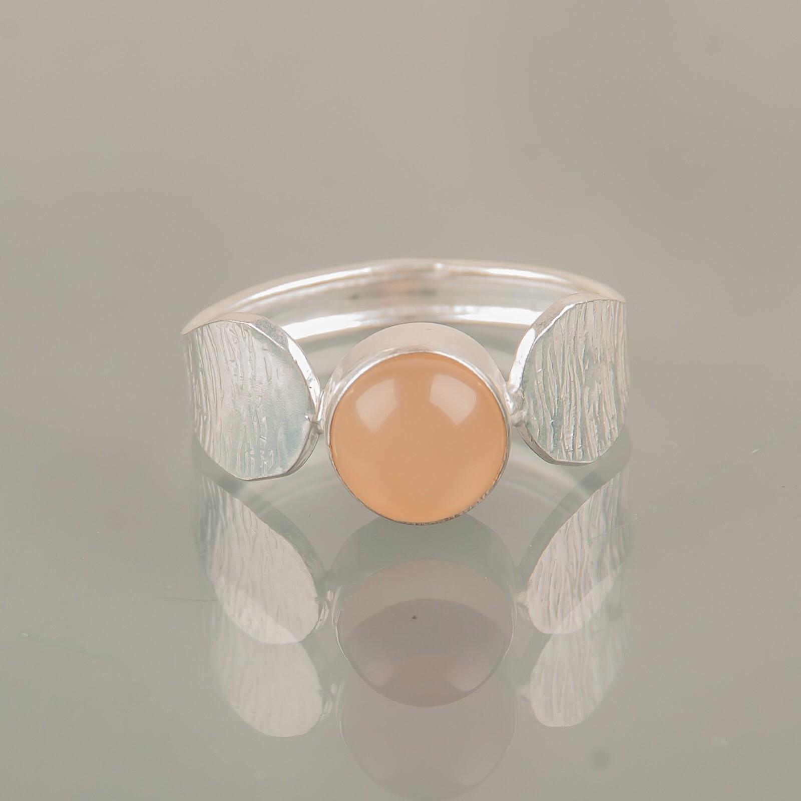 

Редкий драгоценный камень Персиковый Лунный камень Ручной работы Ювелирные изделия из стерлингового серебра 925 пробы Дизайнерское кольцо RR-1-13 13