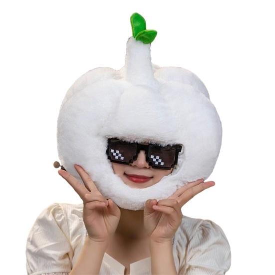 Foto clona Jasné barevné tvar ovoce jídlo Měkká plyšová pokrývka hlavy Otvor pro obličej Kostým internetové celebrity Párty rekvizita