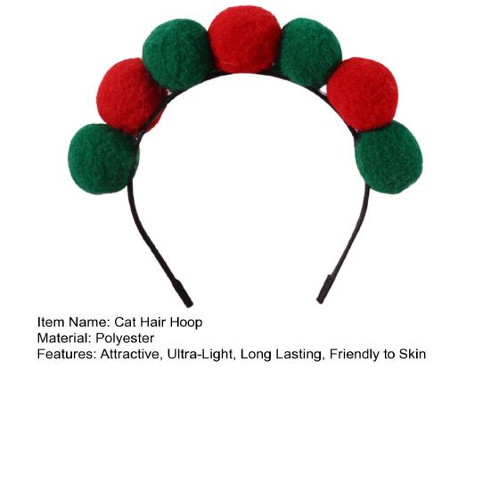 Headgear Mini Ball Design Ultra-Light Friendly to Skin Vivid Color Easy-wearing Dress Up Polyester Pet Cat Hair Hoop Party Decoration Headdress