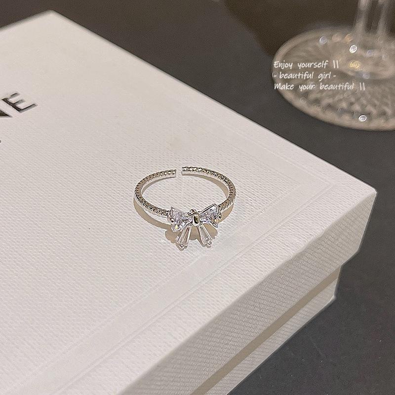 Elegant Niche Micro-Inlaid Zircon Butterfly Ring – Women's Trendy Open Design Index Finger Accessory