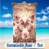 Butterfly Theme Beach Towel Personalized Custom Name & Text Soft Quick Dry Beach Towel for Swimming Travel