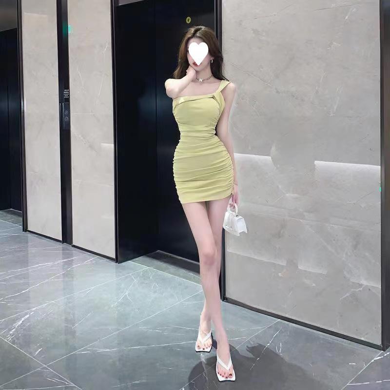 Street Style Short Bodycon Dress With Sleeveless Design For Summer Wear