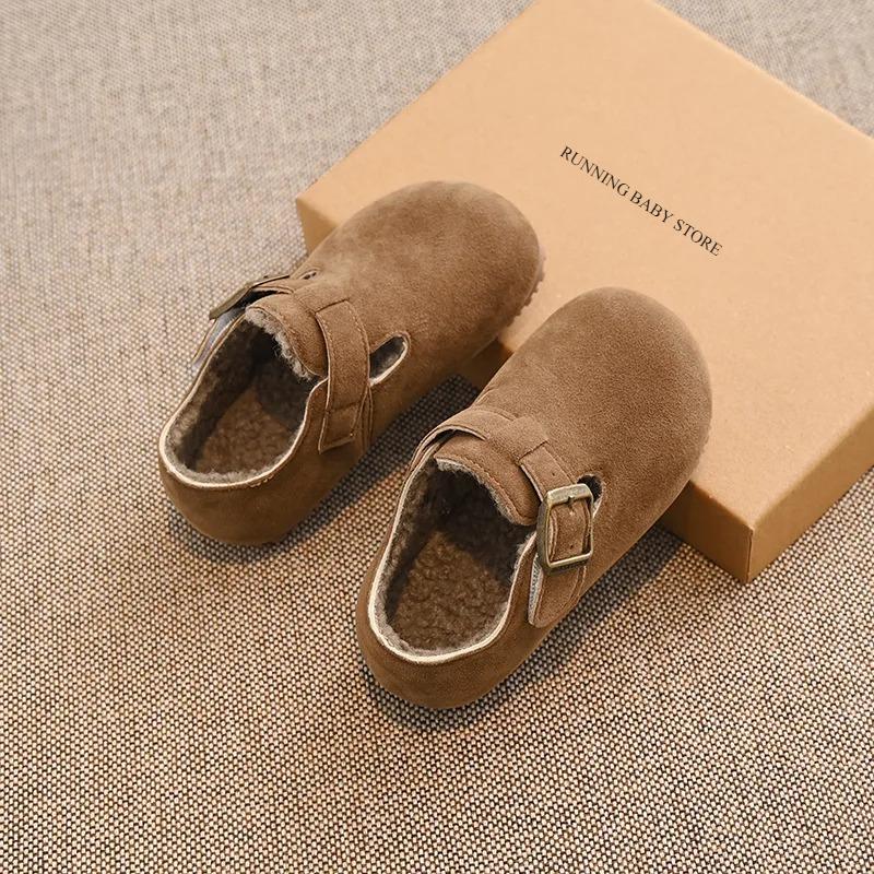 

New Winter Children Shoes Plush Inner Fashion Retro Shallow Shoes Cotton Girl s Flat Sole Buckle Kids Sneakers Winter I08311 21 жовтий