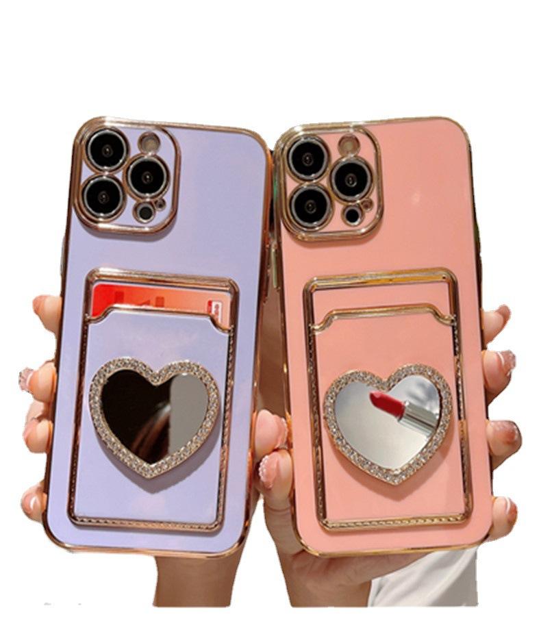 Apple 15promax mobile phone case 14 creative love mirror card all-inclusive style iPhone13 protective case 11