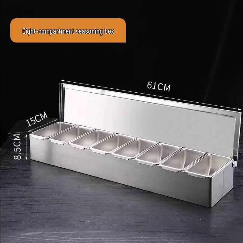 304 Stainless Steel Kitchen Seasoning Organizer with Lid