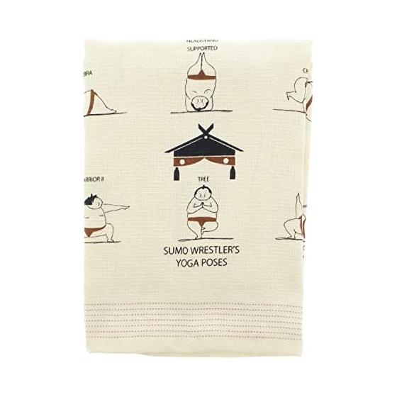 Context Face Towel, Nunoyomi Large Tenugui Towel, Sumo Yoga, Sand Beige, Approx. 58x120cm, 100% Cotton, Imabari Made, Japan