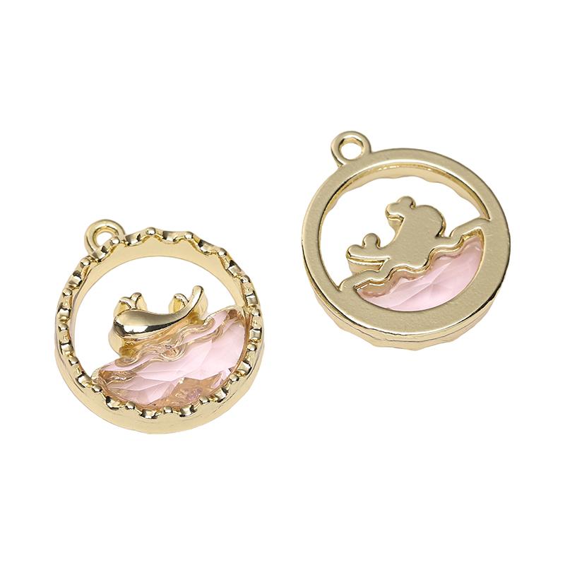 1pc/bag Alloy Inlaid Glass Pendant DIY Bracelet Necklace Earrings Jewelry Accessories