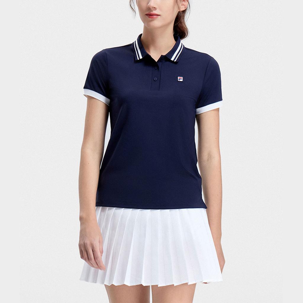 Fila Color Block Tennis Polo Shirt Women Tops Royal-Blue A11W323106A-NV