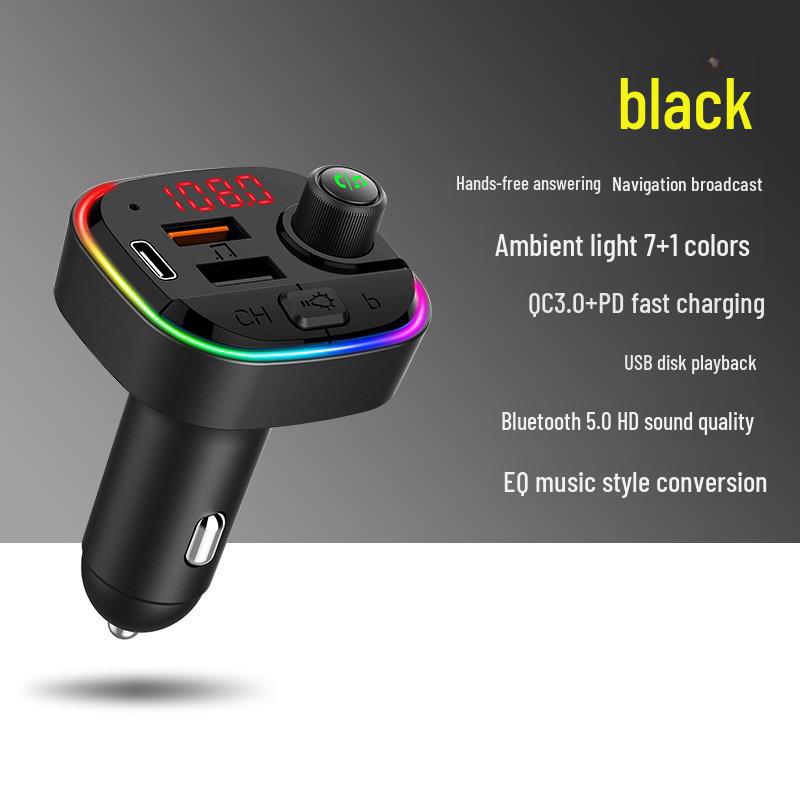 

Автомобильный Bluetooth MP3-плеер, быстрая зарядка, разноцветная подсветка, многофункциональный FM-передатчик с зарядным устройством QC3.0