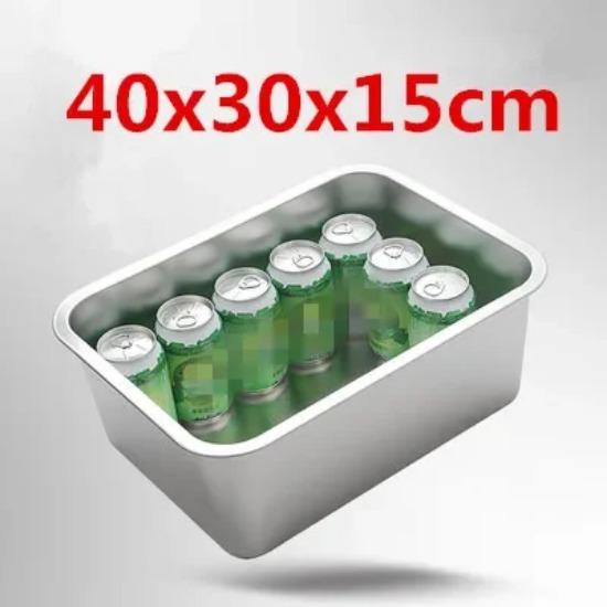 304 Stainless Steel Flat Bottom Rectangle Square Basin with Covered Dish Buffet Plate Food Basin Grilled Plate Bbq Storage Tray