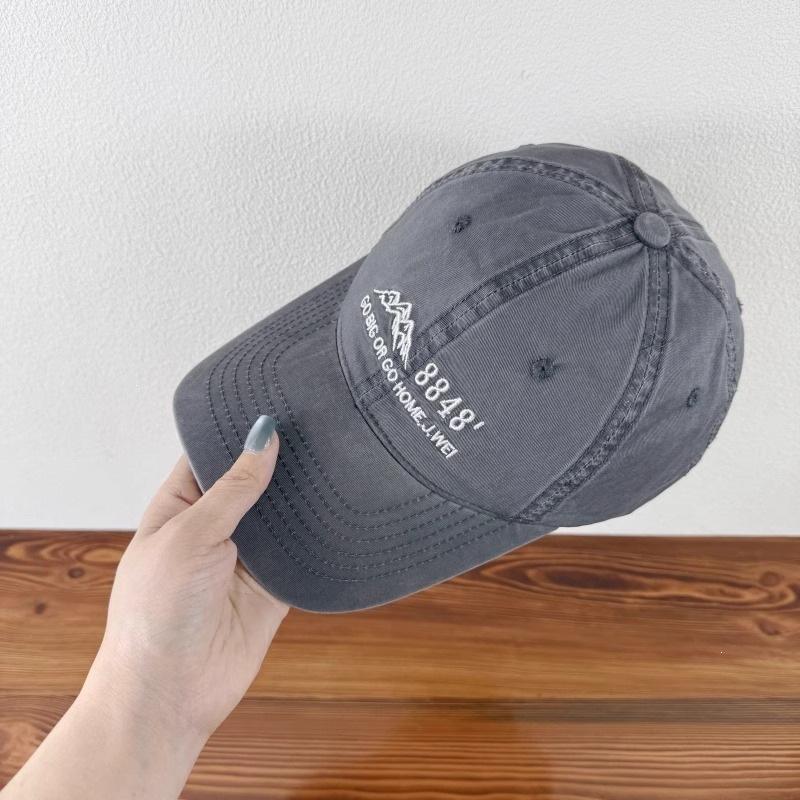 Show Face Retro Small Niche Hat Brim Men's and Women's Soft Top Peaked Cap Korean Hat Curved Cotton Washed Baseball