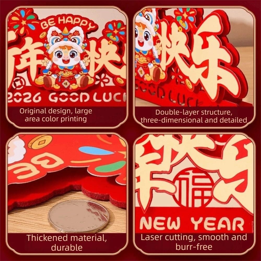 Cartoon Horse Year Ornament Traditional Blessing Fu Character Decoration Chinese Style Zodiac Horse 3D Decoration Crafts
