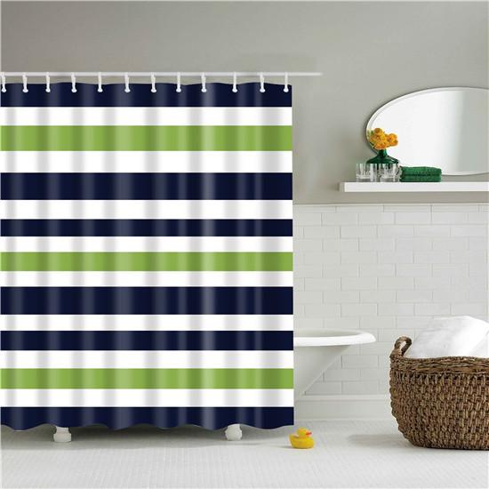 Nordic Style Geometric Stripe Wave Shower Curtains Frabic Waterproof Polyester Bathroom Curtain With Hooks