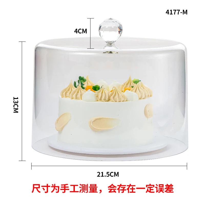 Cake Stand Wooden Pallets Acrylic Cake Lid Transparent Dust Cover Cake Pan Display Stand Dim Sum Dish Snack Tray Fruit Plate