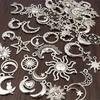 18/48Pcs/Lot  Zinc Alloy Antique Silvery Star Moon Pendant Personality DIY Earrings Pendant for Hand Chain Necklace Mardi Gras Day Ramadan
