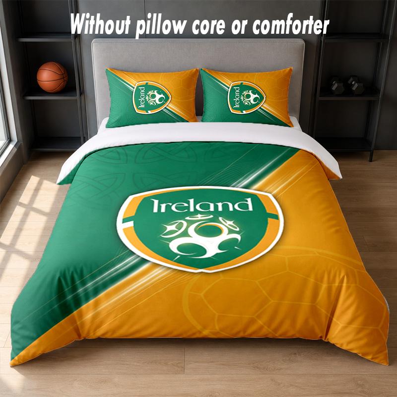 Ireland Rugby Design Bed Bedding Set 1 Duvet Cover + 2 Pillowcases Soft Breathable Household Bed Linens