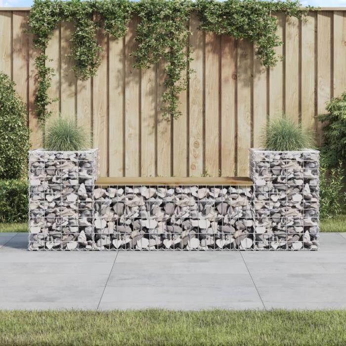 VidaXL Design Gabion Garden Bench 183x41x60.5cm Impregnated Pine Wood 834389