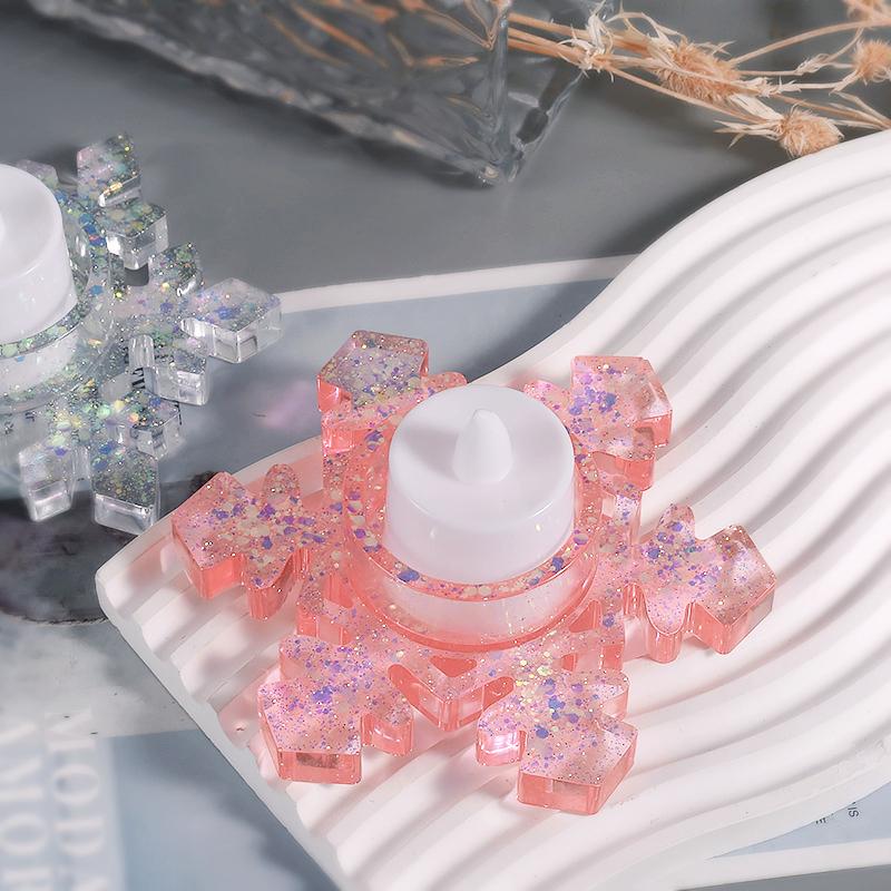 Resin Casting Mold 2-in-1 Snowflake Candle Holder Silicone Mold, Candle Holder Plaster Mold Resin Drip Glue Mirror Mold