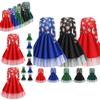 Stylish Women's Christmas Costume Midi Dress With Charming Santa Bow And Elegant A-line Design