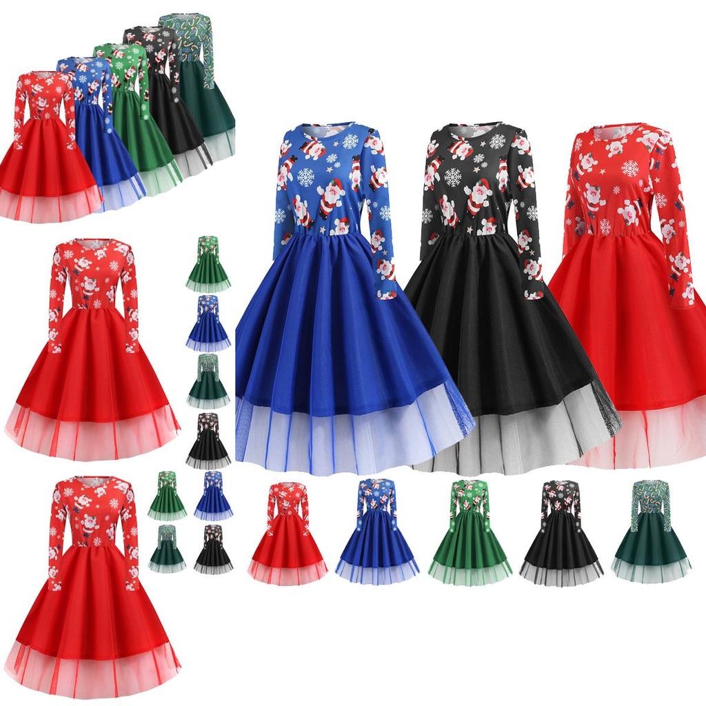 Stylish Women's Christmas Costume Midi Dress With Charming Santa Bow And Elegant A-line Design